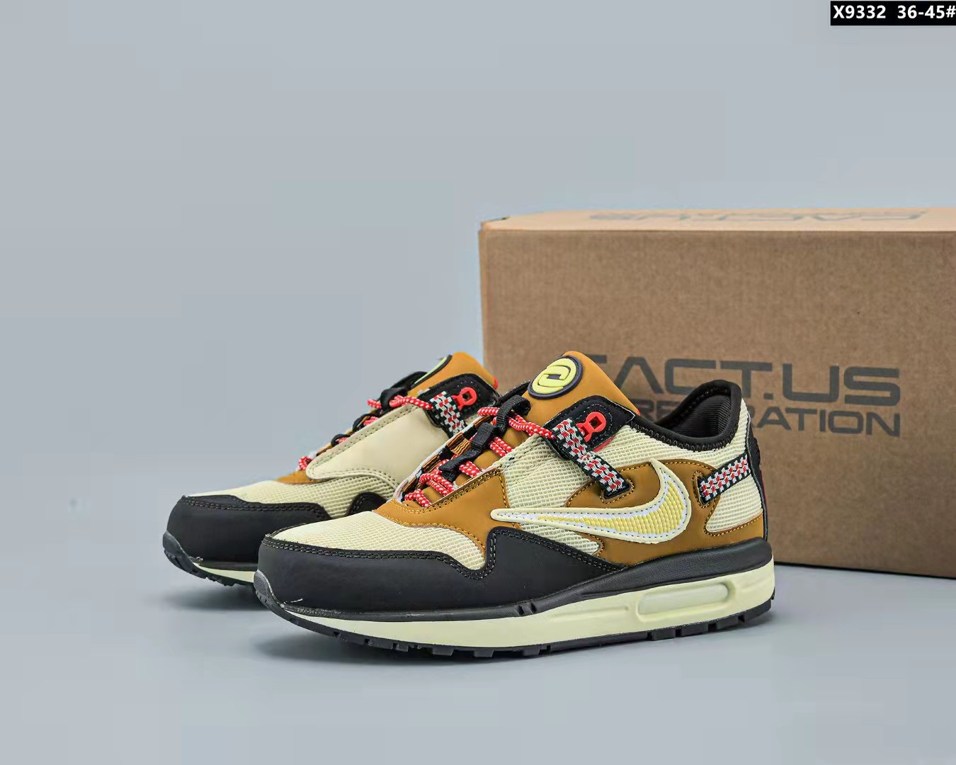 2021 Nike Air Max 1 TS Yellow Brown Black Shoes